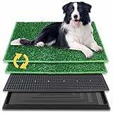 BRIAN & DANY 76 x 51 cm Hundetoilette Hundeklo Trainingsrasen für Welpen, Hundetoilette Balkon mit 2X Kunstrasenmattes und Auffangschale für Drinnen und Draußen