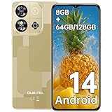 OUKITEL C57S Android 14 Smartphone Ohne Vertrag 4G - 8GB+64GB/128GB Handy Günstig, Octa Core, 6,52 Zoll HD+, 4300mAh Handy Ohne Vertrag, 4G Dreifache SLM Simlockfreie Handys 2 Jahre Garantie - Gold