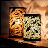 ZEYA Votiv Kerzenhalter 20 cm + 14 cm hoch, Windlicht schwarz Metall 2er Set, Windlicht Laterne, große Votivkerzenhalter, attraktives Präsent zu Weihnachten