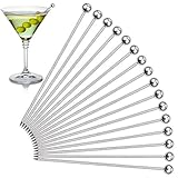 Cocktailspieße, 16 Stück, Edelstahl, Martini-Oliven-Spieße, wiederverwendbare Metall-Spieße, Garnierstäbe