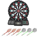 YENTAKE Dartscheibe Elektronisch, Elektronische Dartscheibe mit 6 Darts, Automatische Wertung E Dartscheibe, Soundeffekte Elektrische Dartscheibe mit 18 Spiele, Dart für 1 bis 8 Spieler (31*37*2.5CM)