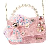 Generisch Kleines ädchen Handtasche Crossbody Tasche Mit Imitationsperlen Griff Schultertasche Ideal Für Kleinkinder Und Tagesausflüge üße Umhängetasche Für Kleine ädchen