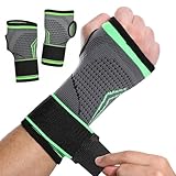HSTWODE 2 Stück Elastische Handgelenkbandage | Sport Protection Wristband Bracer | handgelenk bandagen | Karpaltunnel und Handgelenkschmerzen (Grün, M)