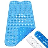 LUZOON Badewannenmatte Duschmatte 100x40 cm Badewanneneinlage Antirutschmatte rutschfest Maschinenwaschbar-Transparentes Blau