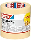 tesa Malerband Standard - 4er Pack - Malerabdeckband mit starker Haftung zum Abkleben bei Malerarbeiten - lösungsmittelfrei - 2 x 50m x 19mm + 2x 50m x 30mm