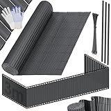 KESSER® PVC Sichtschutzmatte Sichtschutzzaun 160 x 300 cm | Balkonverkleidung Windschutz | verstärkte Lamellen für Garten Balkon & Terrasse | Balkonumrandung inkl. Kabelbindern & Abdeckung Anthrazit