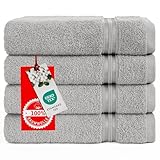 Hammetex 4er Handtücher Set, 500 GSM Frottee 100% Baumwolle Premium Qualität Groß 50x100cm Handtücher, Weich Saugstark Schnell Trocknendes Handtuch for Gym, Hellgrau
