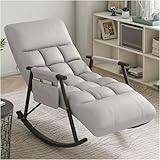 Moderner Schaukelstuhl mit hoher Rückenlehne, 5 Liegepositionen und Seitentasche – perfekt für Wohnzimmer oder Schlafzimmer, Komfort und Stil, Grau