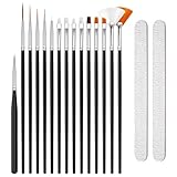 17 Stück Nagel Pinsel Set, Nagelpinsel, Pinsel für Gelnägel Nagelpinsel Set, Gel Pinsel Dotting Painting Line Pen für Lack Gel Acryl Nagel Pinsel Nailart Nageldesign Pinsel Kit, 2 Nagelfeile