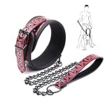 PIIKNUO Leder Halsband SM mit Leine Ketten Bondage Erotik Halsband Sexspielzeug Fesseln Bondage Erotik Fetisch SM Slave Cosplay Sex Toys für Bondage Liebhaber Paare Anfänger und Fachmann