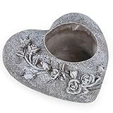 Logbuch-Verlag Grabkerzenhalter in Herzform Grabstein Herz für Grablicht Grabdekoration grau wetterfest 15,5 x 14,5 cm