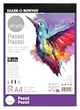 Daler-Rowney Simply Pastellpapier, 150 g/m², einseitig geleimter Block, A4, 21 x 29,7 cm, Weiß, 14 Blatt