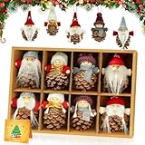 AFXXE Wichtel Klein Weihnachtsbaumschmuck,8 Stück Tannenzapfen Weihnachtsbaum Anhänger,Weihnachtswichtel Klein Tannenzapfen Deko,Mini Wichtel Baumschmuck Weihnachten,Deko wichtel Weihnachts Anhänger
