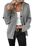 Vcindai Damen Langarm Grobstrickjacke Kurz Strickjacke Herbst Winter Strickmantel mit Kapuze