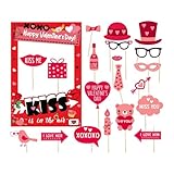 Amagogo 20 x Valentinstag-Foto-Requisiten-Rahmen, Selfie-Requisiten, Party-Geschenk, Cartoon-Dekoration, einzigartige Dekorationen, Bilderrahmen