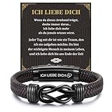 Ich Liebe Dich Lederarmband Geschenke für Männer - Leder Armband mit Gravur Liebe Text für Mann Ihn Ehemann Freund, Herren Lederarmband Liebesgeschenke für Männer Geburtstag Valentinstag Jahrestag