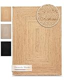 carpetfine Kleiner Juteteppich Nele Beige 40x60 cm handgewebt aus Jute | Boho-Style Naturfaser Teppich für Schlafzimmer, Wohnzimmer oder als Fußmatte