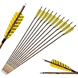 SHARROW Bogenschießen Carbonpfeile 30 Zoll Carbon Pfeile mit Naturfedern Kohlenstoff Pfeil Jagdpfeile 500 Spine Camo Pfeilschäfte aus Carbon Bogenpfeile für Compound Recurve Bogen (12 Stück)