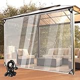 Transparente Planenvorhänge, 0,35 mm dick, mit Ösen für Pergola, Terrasse, Veranda, wasserdichte Seitenteile, anpassbare Outdoor-Vorhänge für Privatsphäre
