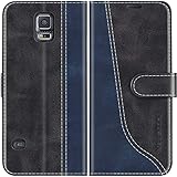 Mulbess Handyhülle für Samsung Galaxy S5 / S5 Neo Leder Hülle, Ledertasche mit Bookstyle, TPU Stoßfeste, Magnetverschluss, Aufstellfunktion, Stilvoll Schwarz