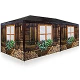 Deuba® Bierzelt 3x6m Almhüttendesign 6 abnehmbare Seitenteile Apres-Ski Oktoberfest Partyzelt Festzelt Pavillon 18qm Zelt
