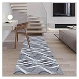Graublauer Moderner Teppich Läufer 120x160cm – Asymmetrisches Maritim-Muster aus Waschbarem Polyester, Antirutsch Flurläufer für Eingangsbereich/Korridor,Schlafzimmer-taugliche Grau-Blau-Kombination