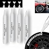 PROFI-SET 4x Reifenmarkierungsstift Weiß - Ölbasierter Reifenstift für Auto & Motorrad | Wasserdichter Reifenmarker | Für Keramik, Holz, Leder, Kunststoff | Inkl. Kindersicherung & Schnelltrocknend