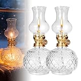 2 Stück Glas Petroleumlampe Für Innenräume, Öllampen Aus Glas, Einstellbare Helligkeit, Vintage Petroliumöllampe, Retro Offene Flamme Öllampe, Kerosinlampe Für Garten Esszimmer Haus