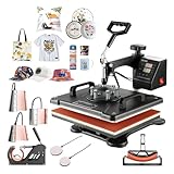 VEVOR Transferpresse Hitzepresse 38x30cm Textilpresse T-Shirt Heat Press 360 Grad Schwenkbar DIY Mulitifunktional Sublimation Wärmepresse mit Digitaler LED-Temperatur- und Zeitcontroller (8 in 1)