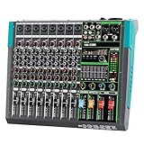 Depusheng PA8 Professional Audio Mixer Soundboard Console Desk System Interface 8 Channel Digital USB Bluetooth MP3 Computer Input 48V Phantom Power Built-in 256 Reverb Effect, Black