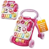 Vtech Baby Spiel- und Laufwagen pink – Lauflernwagen mit regulierbarer Geschwindigkeit, Musik und abnehmbarem Spielboard – Für Kinder von 12-36 Monaten
