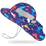 Unicorn Castle Sonnenhut für Mädchen, Sommer, Strandhut, faltbar, mit verstellbarem Kinnriemen, für Babys, Kleinkinder und Kinder, Alter 2–9 Jahre, Dinosaurier Blau, 2-9 Years