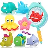 JoiTale Badespielzeug Baby ab 1 2 3 Jahr, Ohne Loch Badewannenspielzeug ab 2 3 4, Pool Wasserspielzeug Kinder, Schimmelfreies Badewannen Spielzeug Geschenke für Kleinkind Jungen Mädchen (9 STK)