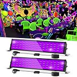 NATPOW 2 Stück 72W Schwarzlichtlampe, Schwarzlicht Strahler mit Stecker, Wasserdicht UV Licht, 395-400nm Schwarzlicht Röhre, Blacklight für Fluoreszenzeffekt, Body Painting, Bar, Disco, Halloween Deco