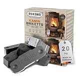Rekord® Braunkohlebriketts 20 kg (2x10 kg Paket) – Kaminbriketts mit hohem Heizwert & Langer Brenndauer – Qualitäts–Braunkohle für Kamine & Dauerbrandöfen – Gluthalter Briketts Made in Germany
