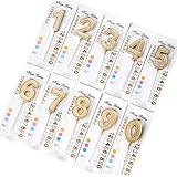 Shirene Geburtstagszahlenkerzen,10 Stück Goldglitzernde Geburtstagskerzen Zahlen,Kuchenkerzen Nummer 0-9 Geburtstagskerzen für Geburtstagsfeiern,Hochzeiten und Jubiläumsdekorationen