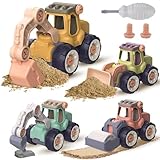 Prmape 5 Stück Baufahrzeuge Spielzeug, 4pcs Spielzeug Auto Bagger Spielzeug mit Schraubendreher, Baby Spielzeugauto Set für Kinder von 1-5 Jahren