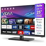 TuTu Fernseher 25 Zoll (64 cm), Full HD Smart TV mit Bluetooth, WLAN, Triple Tuner (DVB-T/T2, DVB-C, DVB-S/S2), App Store, Mittelfuss [2025]