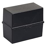 Exacompta 51814D Tragbare Karteikassette EcoBlack DIN A5. Aus Recycling-Kunststoff mit Schnappverschluss für bis zu 200 Karteikarten schwarz Blauer Engel Karteikasten