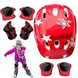 Set mit Mütze und Knieschoner für Kinder, Handgelenkschoner, Knie- und Ellenbogenschoner für Fahrrad, Skateboard, Kinderradfahren, stoßfeste Skating-Pads, verstellbare Mützenschutzausrüstung, Set für