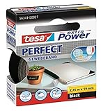 tesa extra Power Perfect Gewebeband - Gewebeverstärktes Ductape zum Basteln, Reparieren, Befestigen, Verstärken und Beschriften - Schwarz - 2,75 m x 19 mm