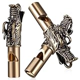 VICASKY 3 Stück Pack Messing Notfallpfeifen mit Drachenkopf Kleine Metall Signalpfeifen für Outdoor Wandern und Camping als Schlüsselanhänger
