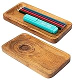 Plogis Holztablett Rechteckig aus Akazie - 2er Set aus 20 x 10 cm Mini Deko Tablett Holz Klein/Dekotablett Holz Länglich/Stiftschale Stiftablage Schreibtisch Deko Tablett Schmal/Dekoschale Holz