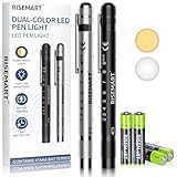 RISEMART Pupillenleuchte Diagnostikleuchte, 2 Stück Pupillenleuchte Medizin Rettungsdienst Zubehör mit Warmes/Weiß Licht, Pupillenmessgerät und Lineal für Krankenschwester Studentische Nurse Ärzte
