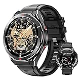 OUKITEL GPS Smartwatch Herren BT12-5ATM Wasserdicht Militär Fitnessuhr, 1,43 Zoll AMOLED Display mit Herzfrequenz Oxymetrie Schlafüberwachung Kompass Luftdruck, 480mAh Akku 100+ Sportmodi (Schwarz)