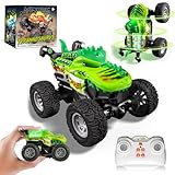 Mini Dino Monstertruck, Direktladung Ferngesteuerter Monstertruck mit Aufrecht Gehen & 360°Drehung, 1/64 Mini RC Monstertruck mit Metallgehäuse & Licht, Ferngesteuertes Auto ab 3 4 5 6 7 8 Jahre Junge