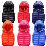 Kinder Mädchen Junge Steppjacke Ärmellos Warm Weste Mäntel mit Reißverschluss Daunenweste Winterjacke Einfarbig Kapuzenjacke Leicht Softshelljacke Outdoor (Hot Pink, 8-10 Years)