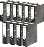 Original Falken 10er Pack Recycling-Ordner Wolkenmarmor. Made in Germany. 8 cm breit DIN A4 schwarzer Rücken Ringordner Aktenordner Briefordner Büroordner Pappordner CO2-Neutral Blauer Engel