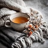 artissimo, Glasbild, 30x30cm, AG5698A, Herbst-Bild Cozy Home II Tee – Wandbild Wohnzimmer Esszimmer Schlafzimmer – Herbstdeko/Wanddeko in Beige Grau Orange Erdtönen