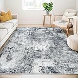 Guchuang Bedding Teppich Wohnzimmer 160x230cm, Teppich Schlafzimmer Grau Kurzflor, Abstraktes Vintage Designer Waschbar rutschfest Teppiche für Schlafzimmer